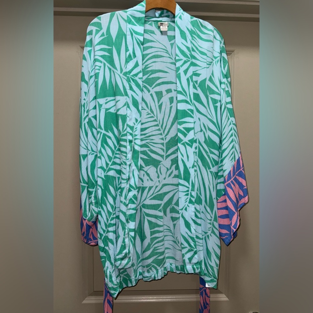 Billabong Loveland Tropical Green Kimono Cover-Up for Women size Small - Picture 5 of 13